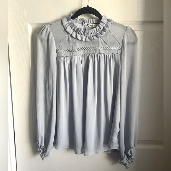 Anthropologie Nef Nef Victorian Style Periwinkle Blue Blouse - Picture 2 of 5